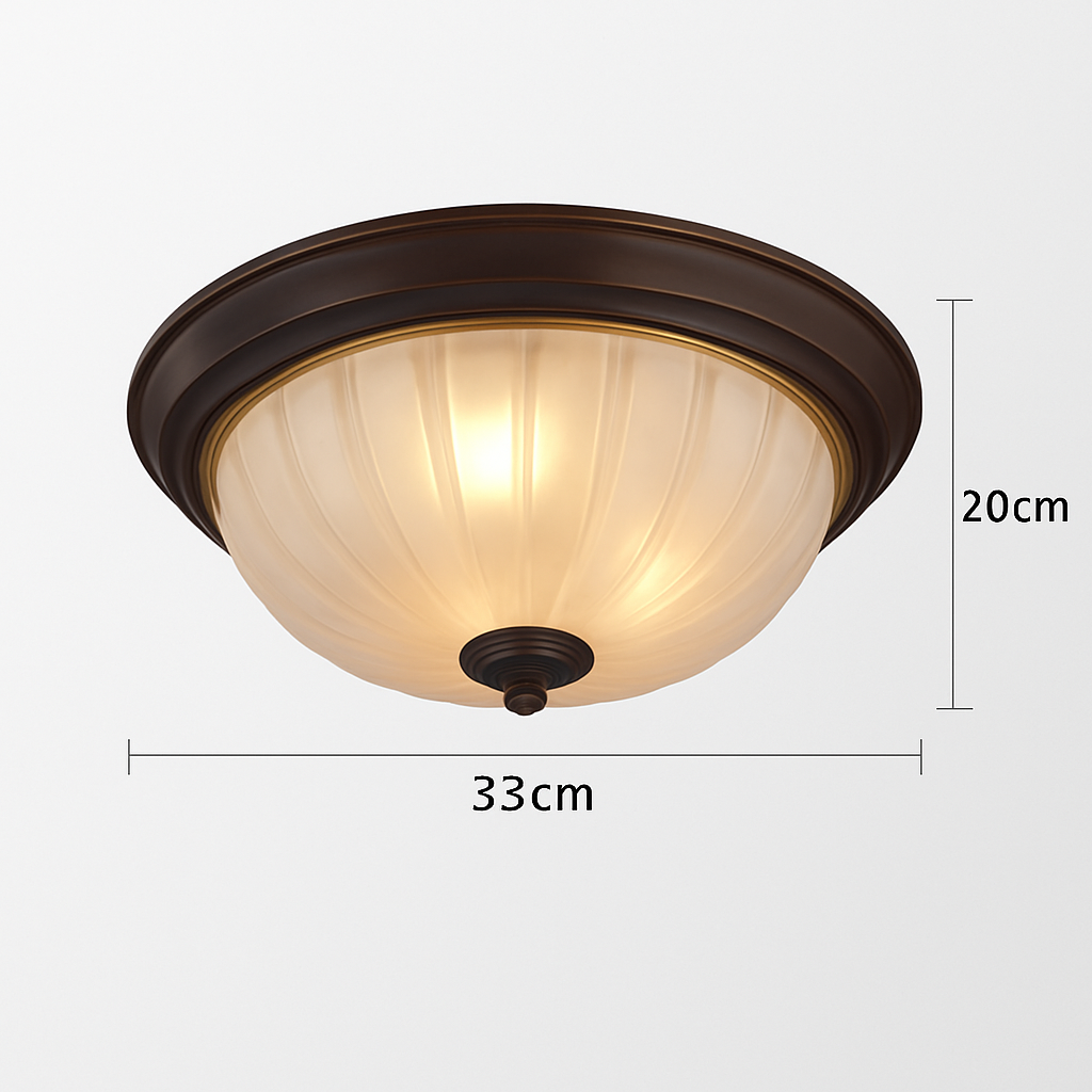Abat-jour — Vintage en bronze noir avec abat-jour en verre givré
