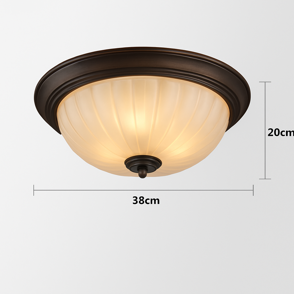 Abat-jour — Vintage en bronze noir avec abat-jour en verre givré