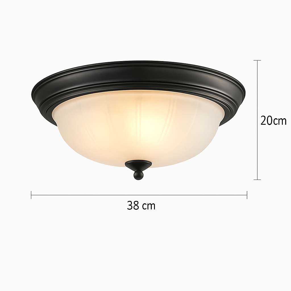 Abat-jour — Vintage en bronze noir avec abat-jour en verre givré