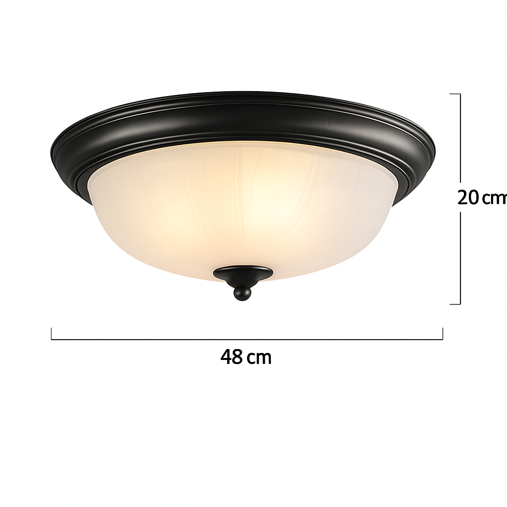 Abat-jour — Vintage en bronze noir avec abat-jour en verre givré