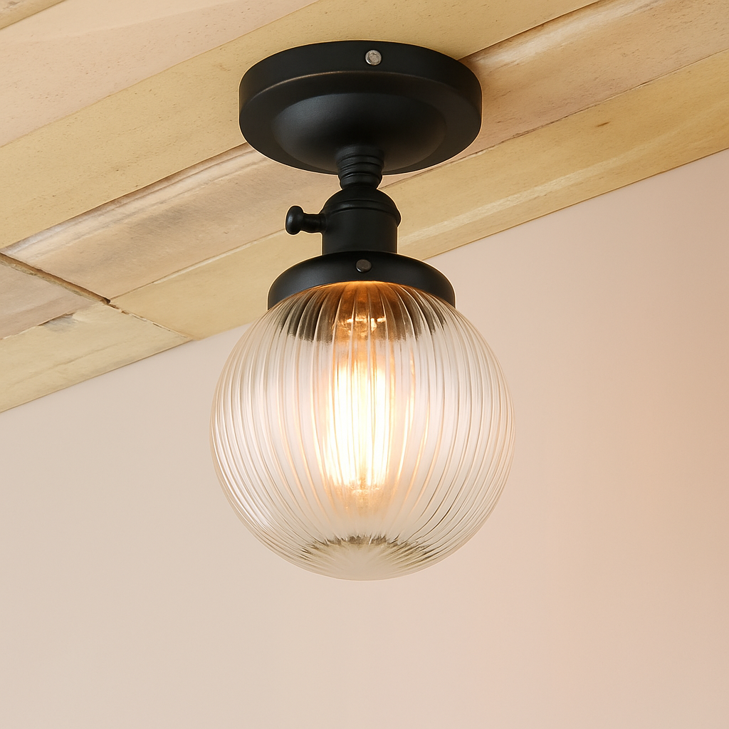Plafonnier — Vintage industriel avec boule en verre