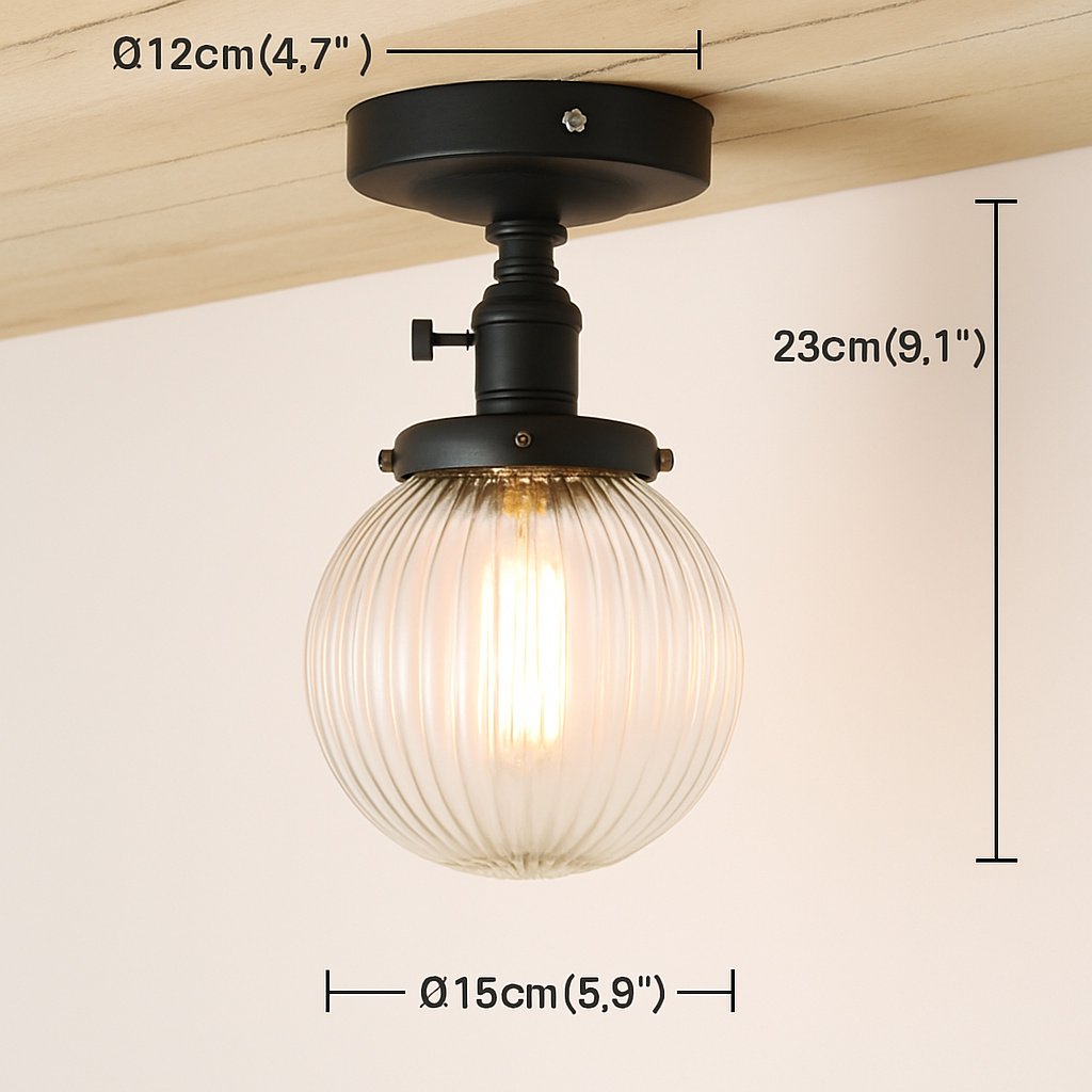 Plafonnier — Vintage industriel avec boule en verre