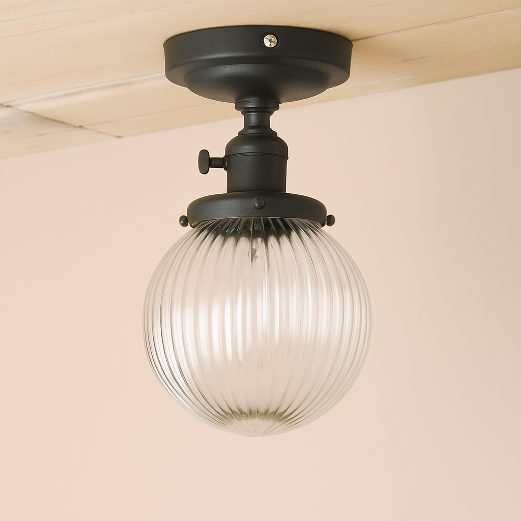 Plafonnier — Vintage industriel avec boule en verre