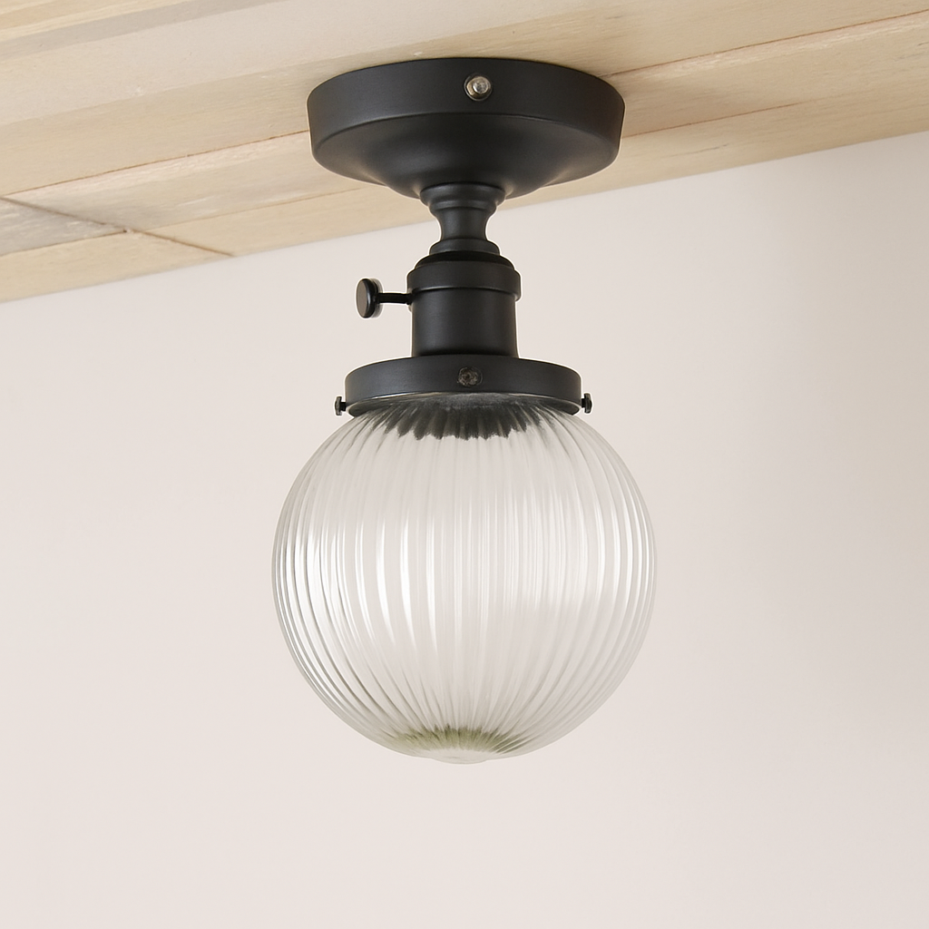 Plafonnier — Vintage industriel avec boule en verre