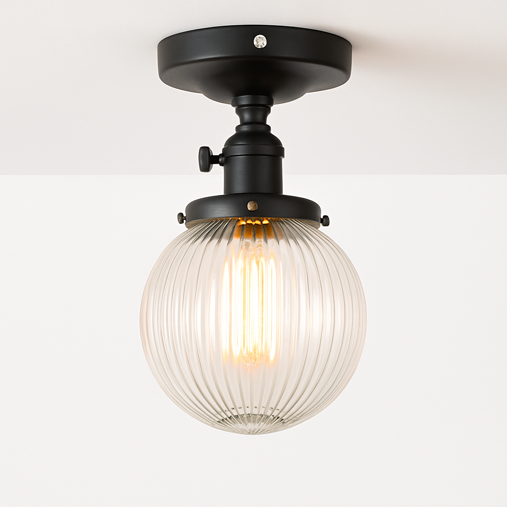 Plafonnier — Vintage industriel avec boule en verre