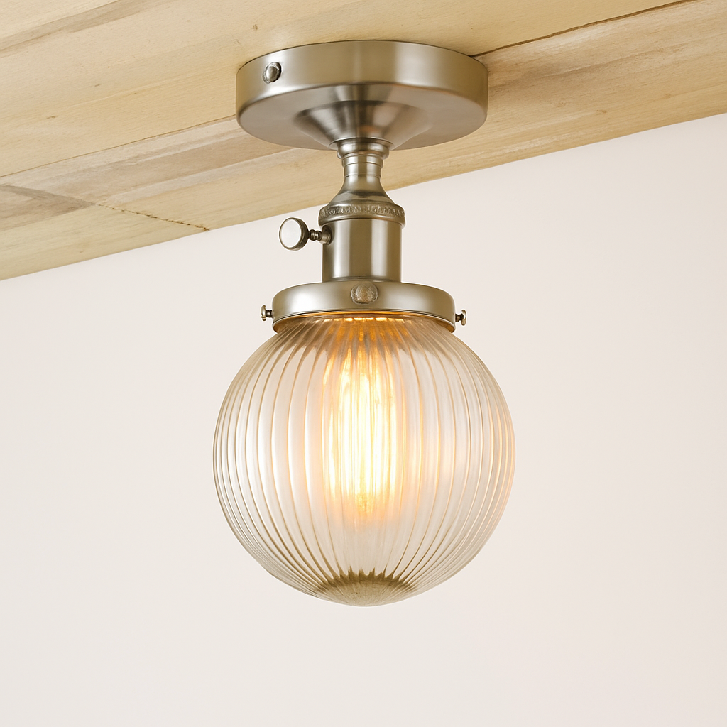 Plafonnier — Vintage industriel avec boule en verre