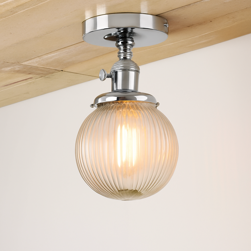 Plafonnier — Vintage industriel avec boule en verre