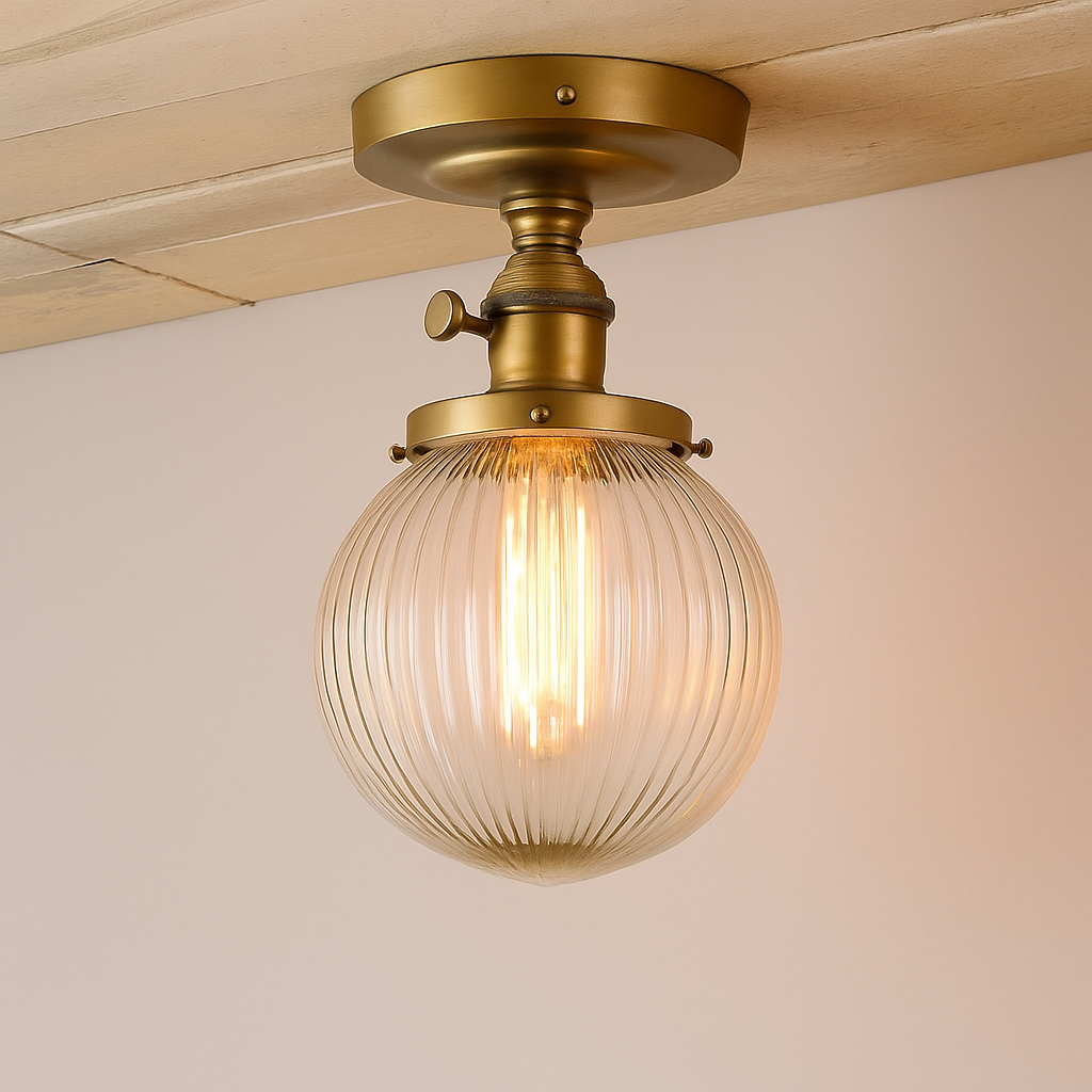 Plafonnier — Vintage industriel avec boule en verre