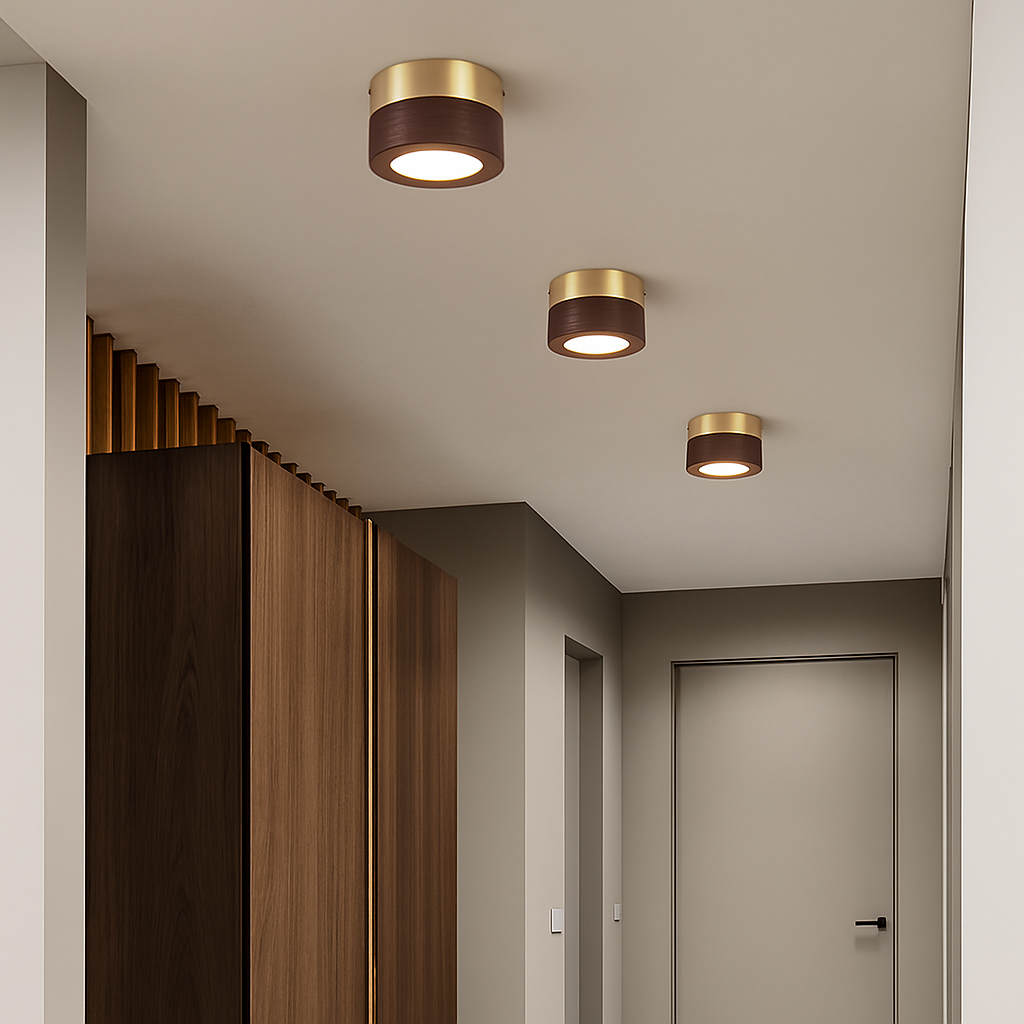 Plafonnier en noyer et frêne avec led pour éclairage intérieur Alix Clarté en Bois - Matière Chaleureuse & Lignes Élégantes