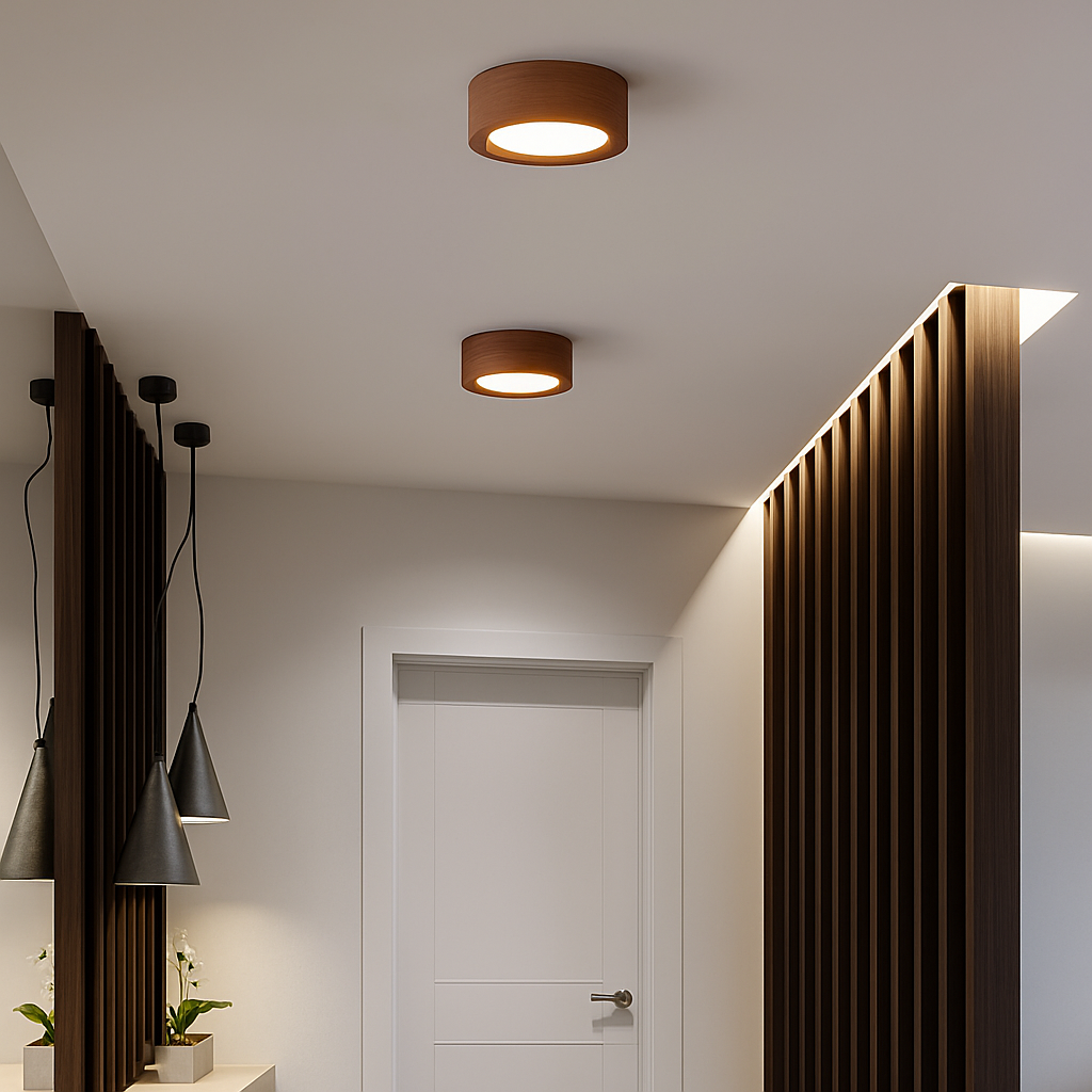 Plafonnier en noyer et frêne avec led pour éclairage intérieur Alix Clarté en Bois - Matière Chaleureuse & Lignes Élégantes