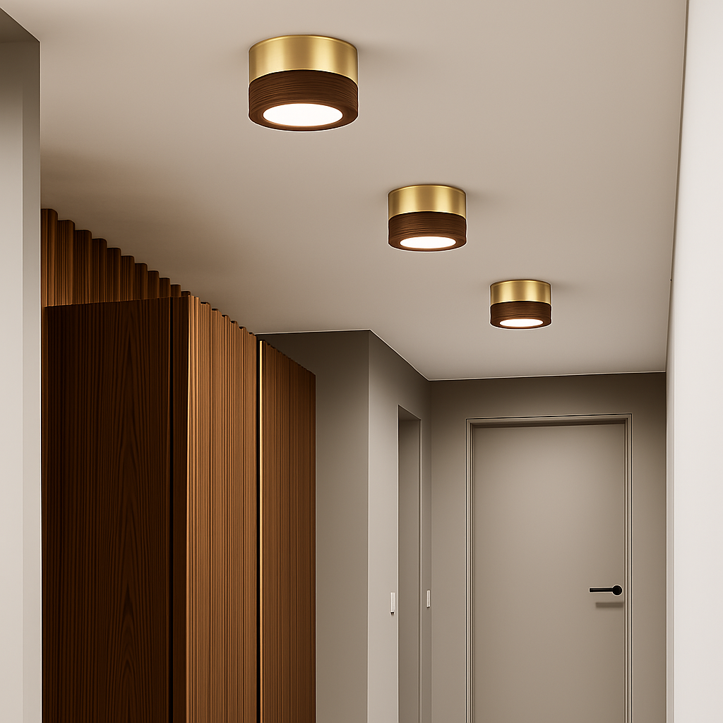 Plafonnier en noyer et frêne led pour éclairage intérieur Évariste Onde en Bois - Esprit Naturel & Décor Chaleureux