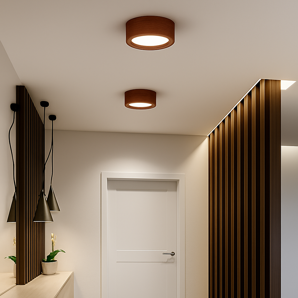 Plafonnier en noyer et frêne led pour éclairage intérieur Évariste Onde en Bois - Esprit Naturel & Décor Chaleureux