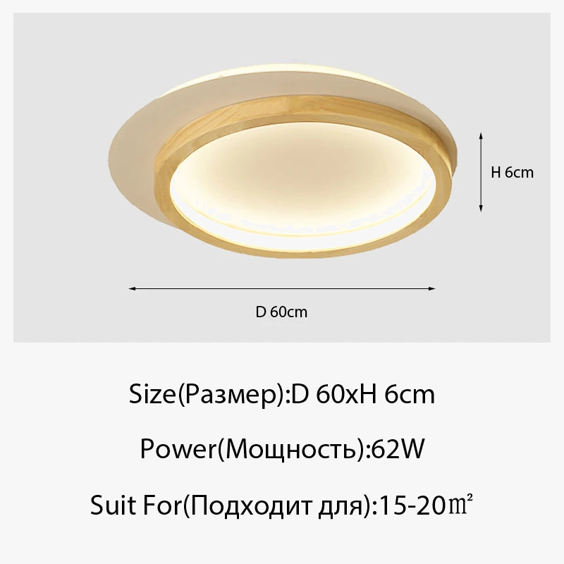 Plafonnier — LED rondes modernes nordiques en acrylique et bois