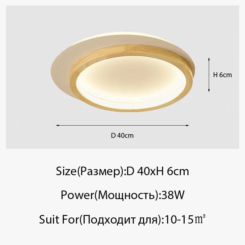 Plafonnier — LED rondes modernes nordiques en acrylique et bois