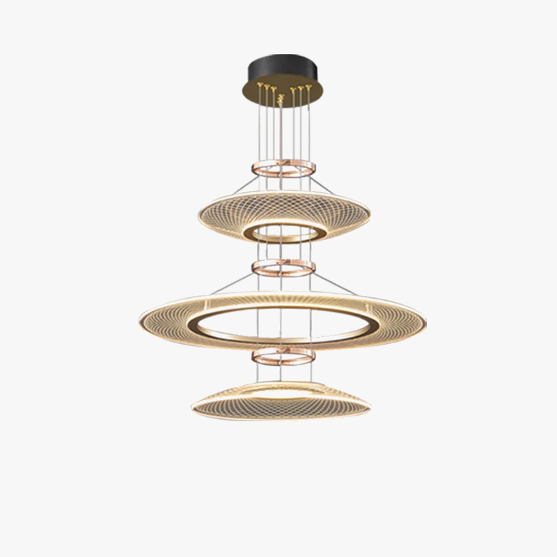 Lustre — Anneaux design pour salon double pour cuisine île hôtel Restaurant LED