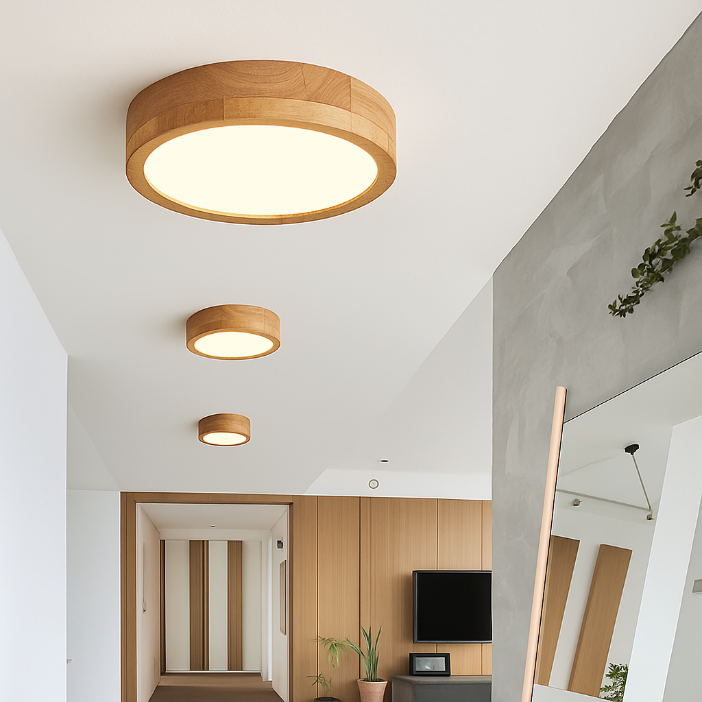 Plafonnier — Ronds simples chambre LED plafonniers lampe en bois décor à la maison Lampen nordique couloir étude cuisine salle à manger lampe