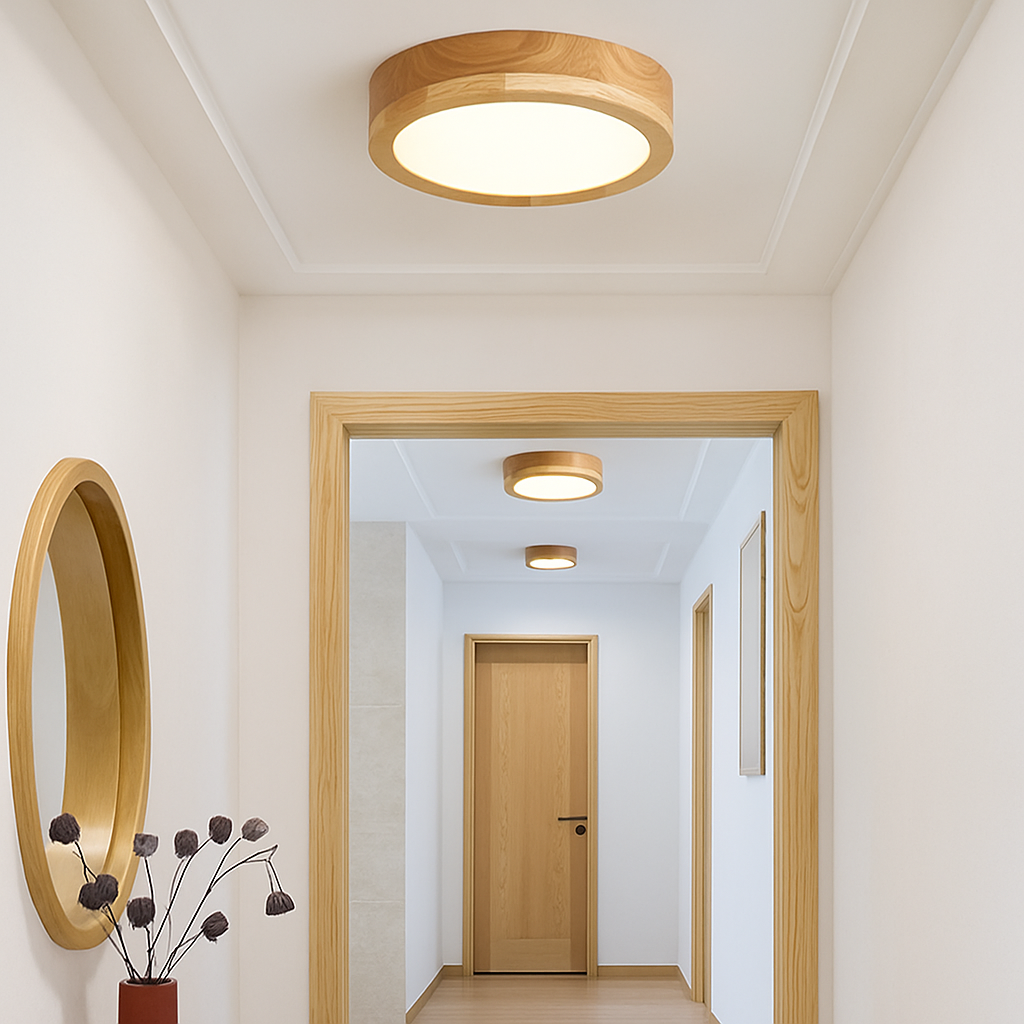Plafonnier — Ronds simples chambre LED plafonniers lampe en bois décor à la maison Lampen nordique couloir étude cuisine salle à manger lampe