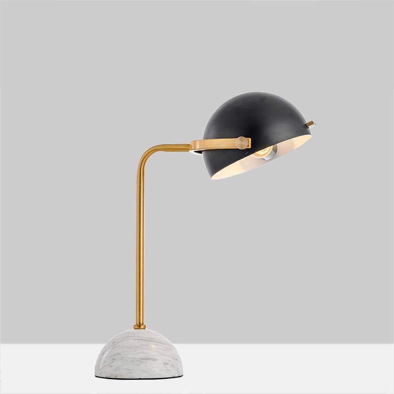 Lampe à poser design LED en marbre avec abat-jour arrondi noir