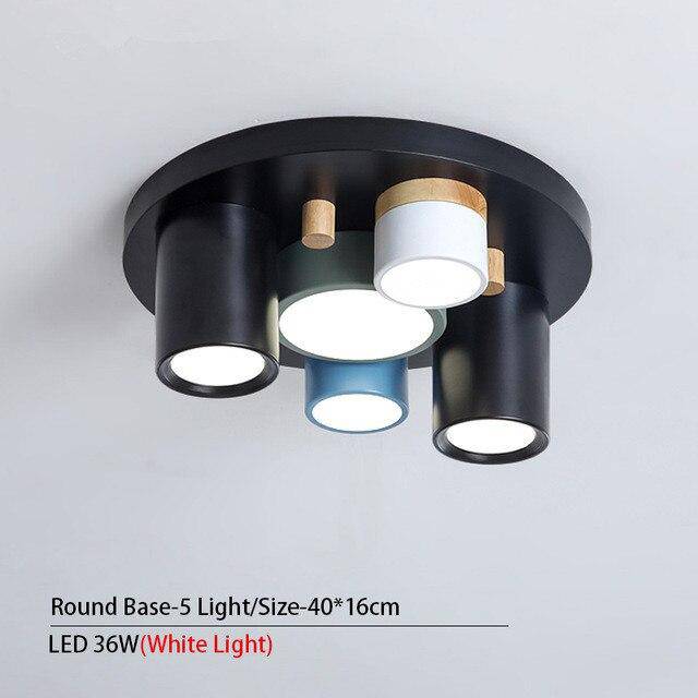 Plafonnier design avec plusieurs spots cylindriques colorés à LED Isaure Nuance - Géométrie & Élégance Visuelle