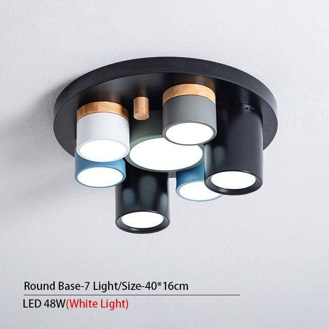 Plafonnier design avec plusieurs spots cylindriques colorés à LED Isaure Nuance - Géométrie & Élégance Visuelle