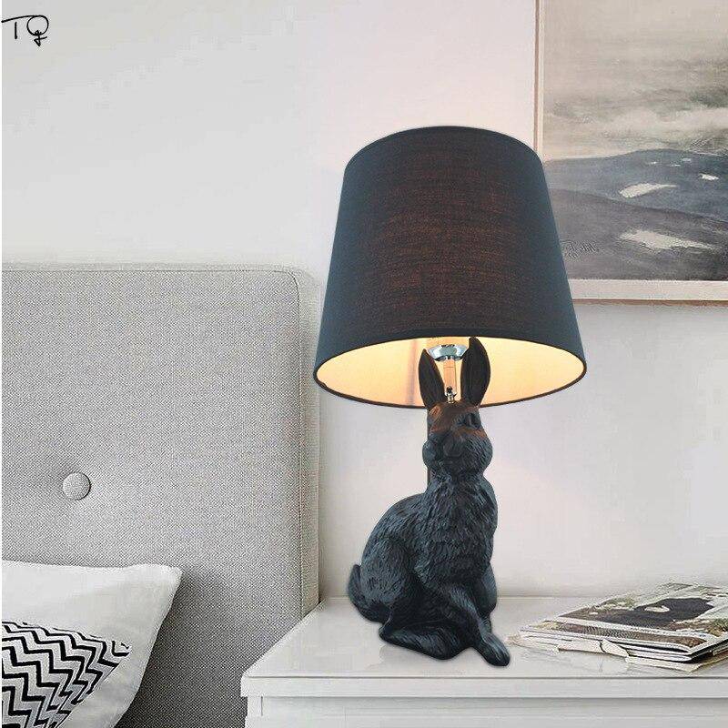 Lampe de chevet LED en forme de lapin avec abat-jour