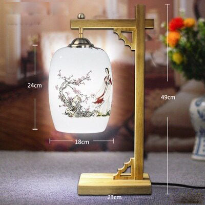 Lampe de bureau ou chevet potence style chinois en bois