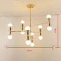 Lustre — Design en métal doré et lampes en boule