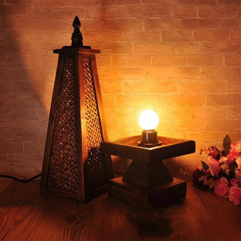 Lampe à poser LED en bois au style Asia
