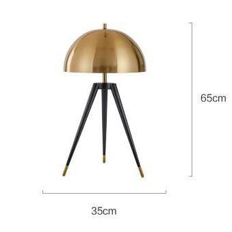 Abat-jour — Design LED tripod noir avec abat-jour doré Mushroom