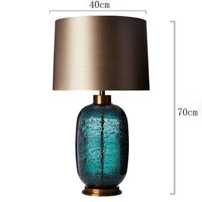 Lampe à poser design LED en verre à motifs avec abat-jour métal