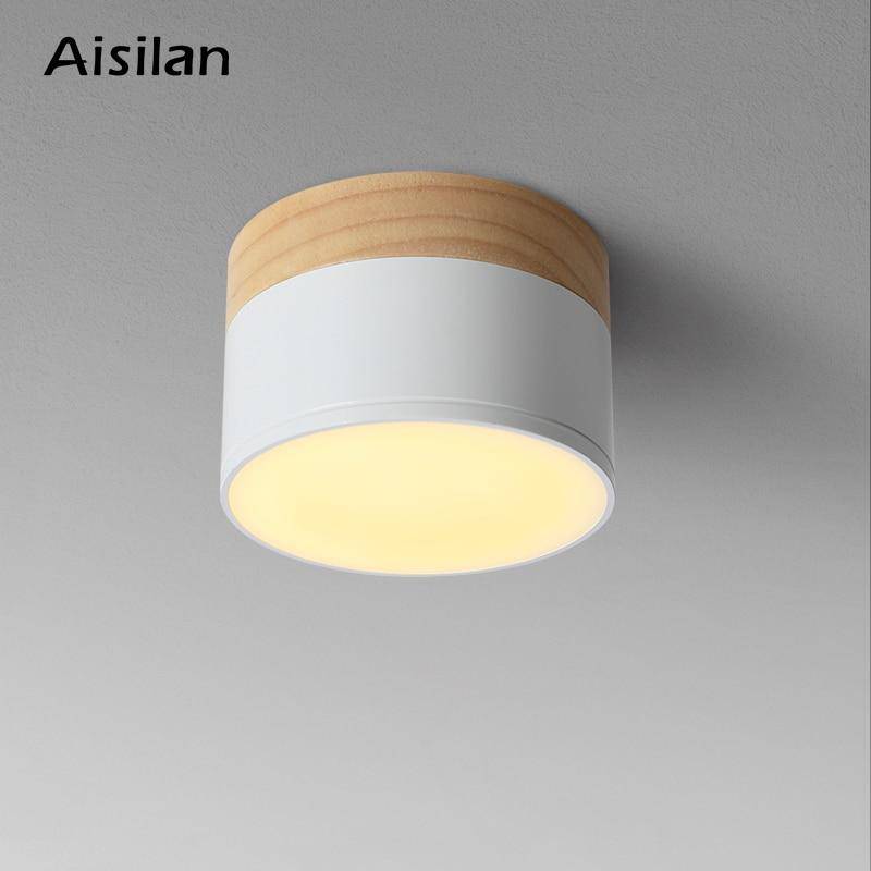 Spot moderne LED rond avec base en bois Loft Estelle Perspective - Esprit Naturel & Ambiance Sereine