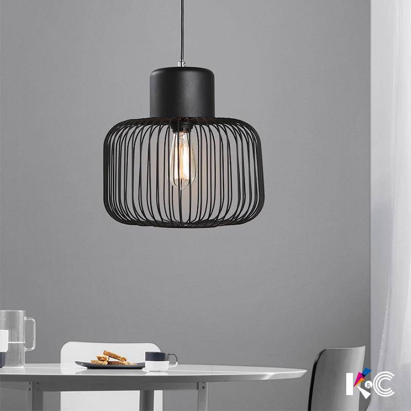 Lampe à poser design à LED avec abat-jour cage arrondie en métal noir