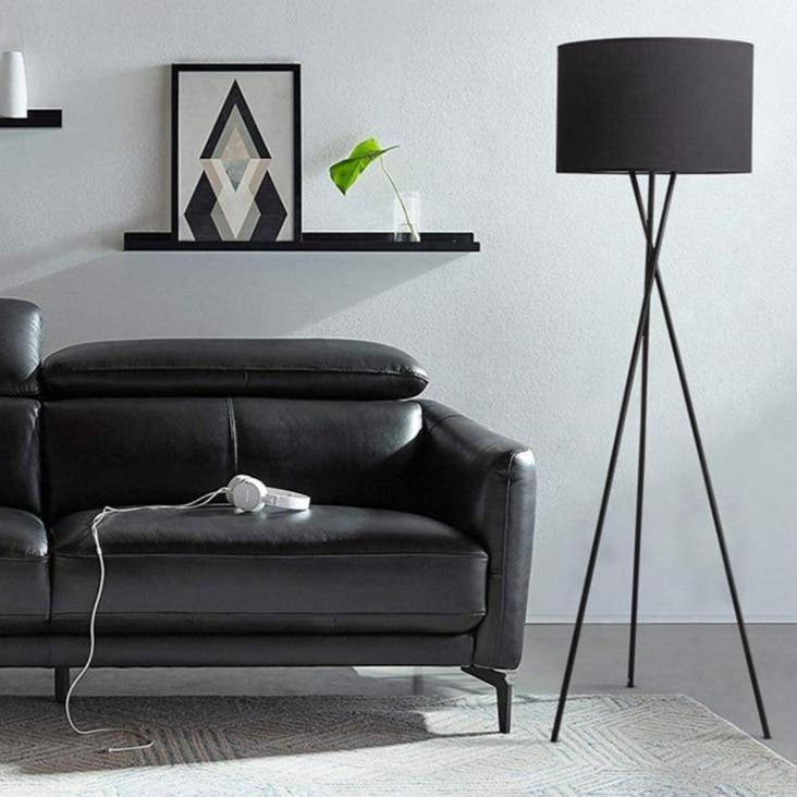 Abat-jour — Design LED tripod avec abat-jour en tissu noir ou blanc