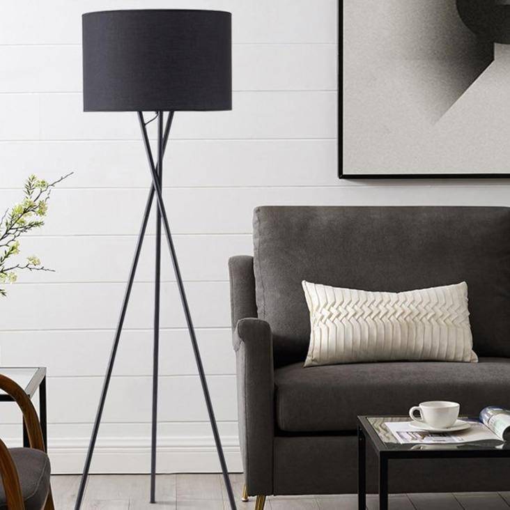 Abat-jour — Design LED tripod avec abat-jour en tissu noir ou blanc