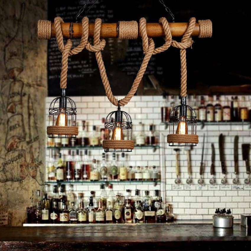 Suspension Vintage Ninon Brume en Corde et Bois