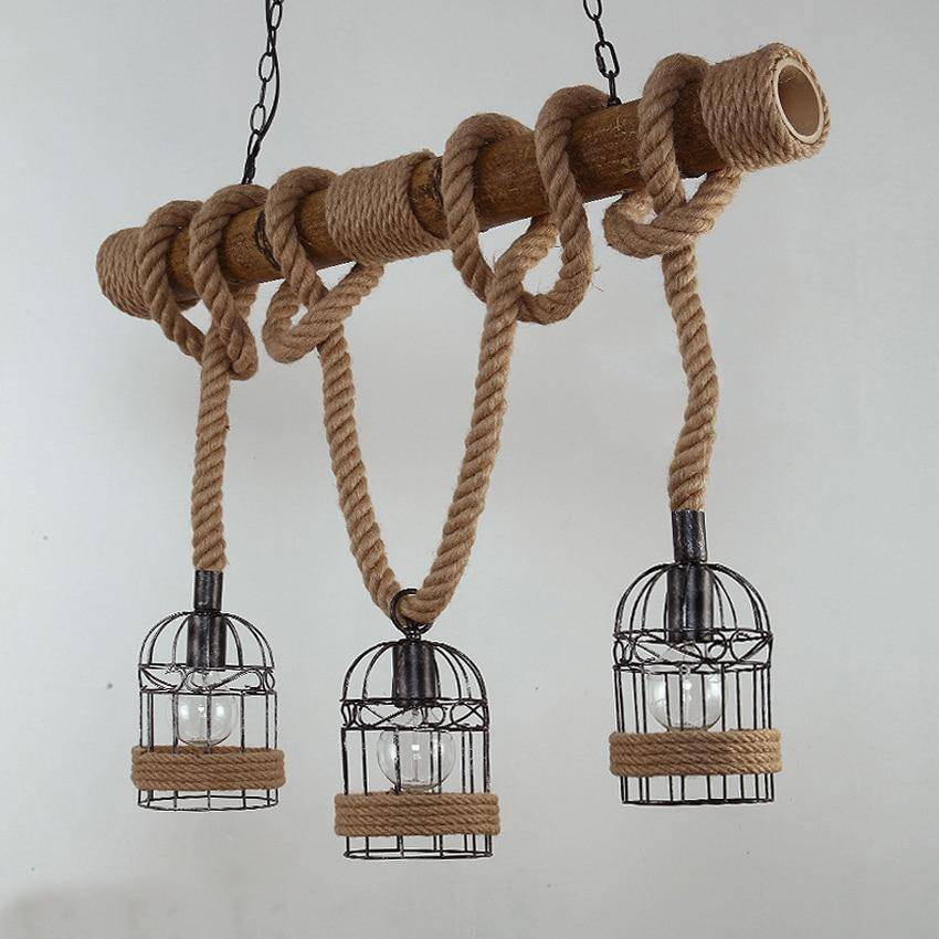 Suspension Vintage Ninon Brume en Corde et Bois