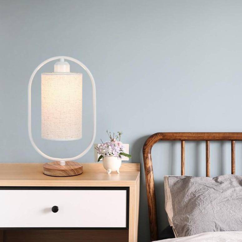 Lampe à poser moderne LED avec anneau et abat-jour tissu Nordic