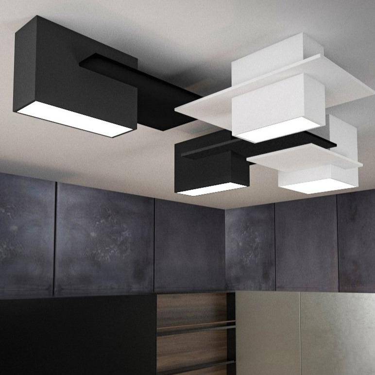 Plafonnier — Design LED à formes géométriques modernes noires et blanches