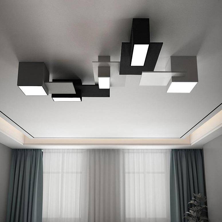 Plafonnier — Design LED à formes géométriques modernes noires et blanches