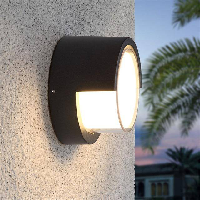 Applique murale — Extérieur LED ronde noire Porch