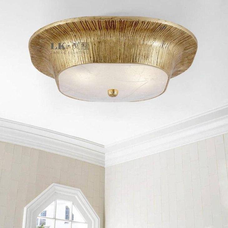 Plafonnier — Design LED en métal doré style rétro