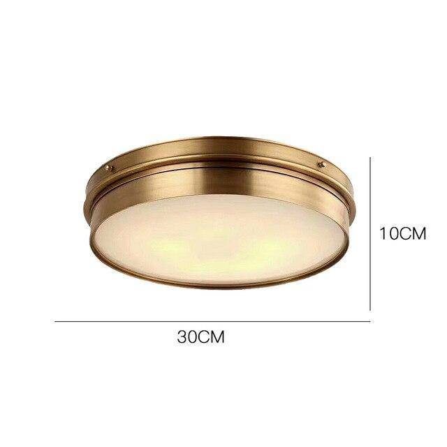 Plafonnier — Design LED rond en métal doré industriel