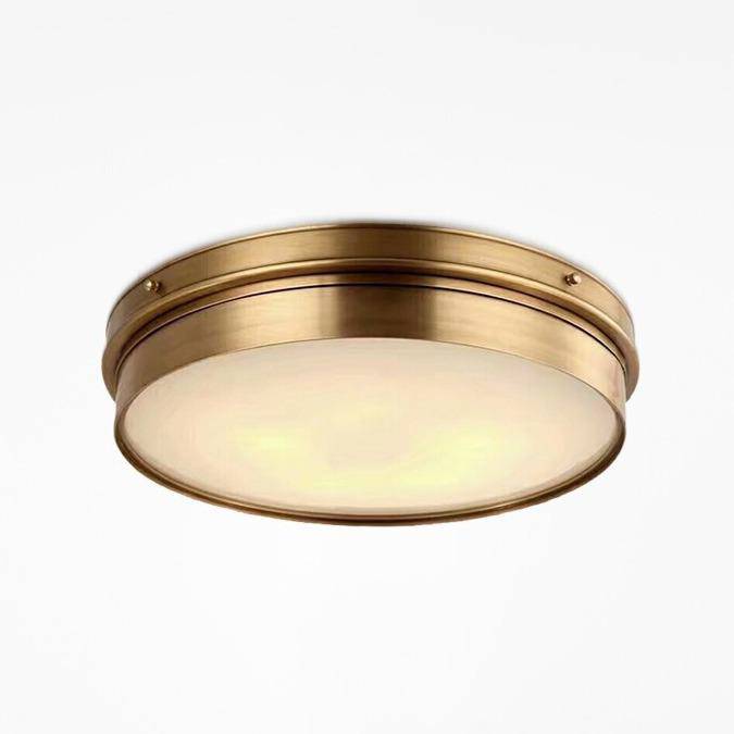 Plafonnier — Design LED rond en métal doré industriel