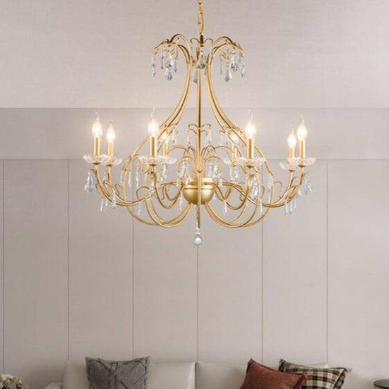 Lustre — Baroque LED doré avec ampoule en verre cristal rétro