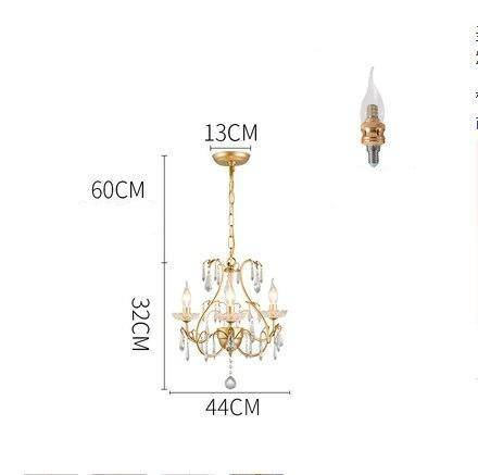 Lustre — Baroque LED doré avec ampoule en verre cristal rétro