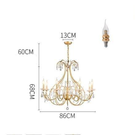 Lustre — Baroque LED doré avec ampoule en verre cristal rétro