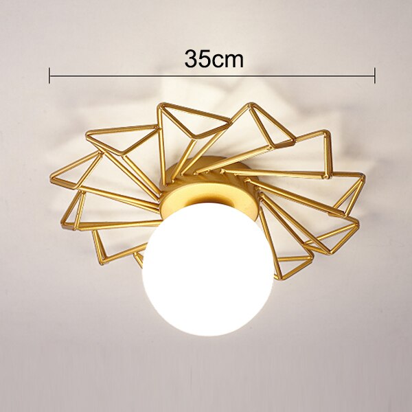 Plafonnier — Moderne LED avec soleil métallique et globe Sana