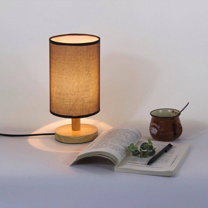 Lampe de chevet avec abat-jour en tissu cylindrique