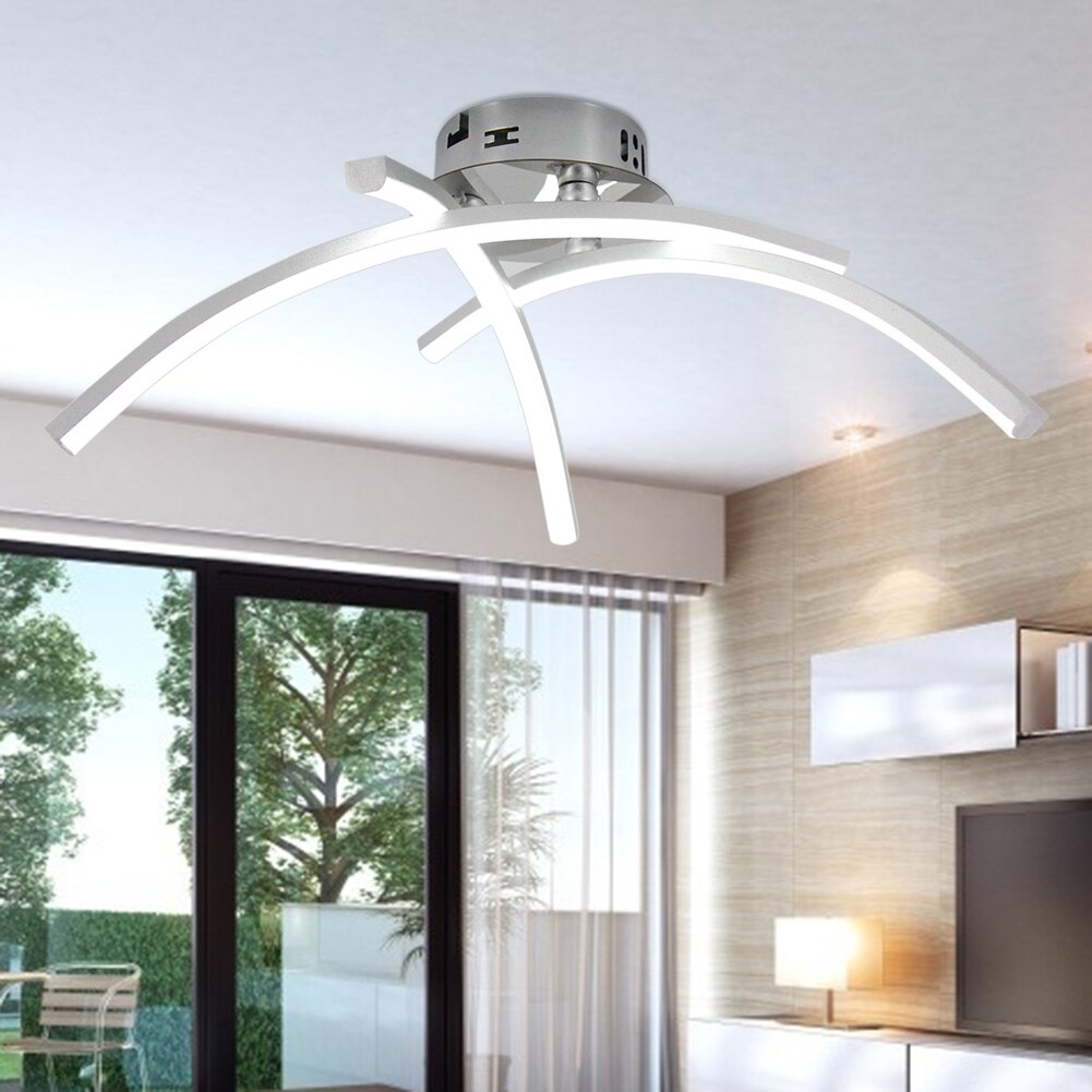 Plafonnier design LED avec 3 barres courbées en métal Teylor Yuna Dessin - Une Présence Décorative Affirmée