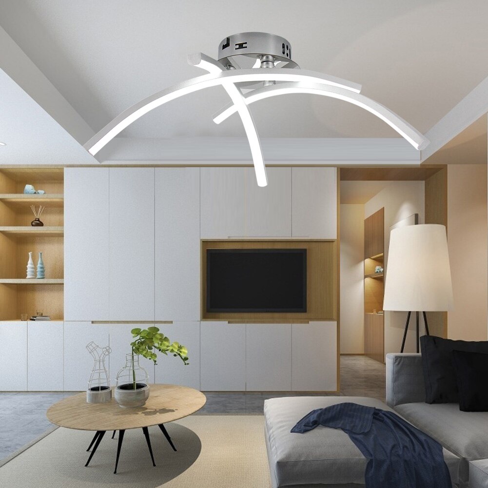 Plafonnier design LED avec 3 barres courbées en métal Teylor Yuna Dessin - Une Présence Décorative Affirmée